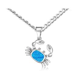 Pendant Necklaces Opal Crab Lady Chain Necklace Fashion Summer Seashore Beach Copper Animal Charm Femal Jewelry Drop Delivery Pendant Dhmyx