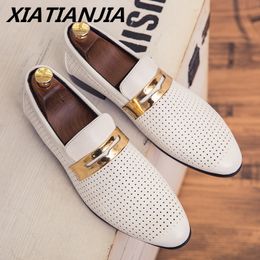 Casual Two-layer Leather Breathable Summer Hollow Shoes Men Dress Wedding Loafers Men's Moccasins Tenis Masculino 2 20 's 0
