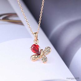 Crystal Butterfly Pendant Necklace For Girls Aesthetic Rose Gold Colour Fashion Jewellery Made with Crystal