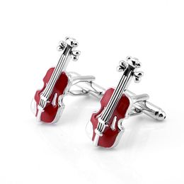 Red Violin Cufflinks French High-end Men Concert Performance Suit Shirt Buttons Classic Trendy Cello Cuff Links Men's Gifts