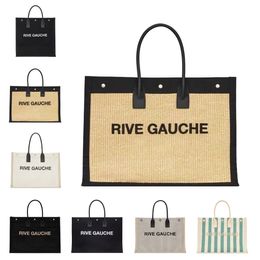 summer weave linen Rive Gauche Large tote clutch bag mens handbag Womens Beach Shopper bags luxury designer fashion canvas Crossbody duffel luggage Shoulder bag