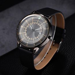 Wristwatches Luxury Night Light Black Brown Genuine Analog Quartz Dress Watch For Men Gentlemen Relogio Masculino