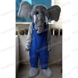 Halloween Overalls blue Elephant Mascot Costume Simulation Animal theme character Carnival Adult Size Christmas Birthday Party Dress