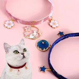 Cat Collars & Leads Velvet Cats Collar Adjustable Dogs Accessories Pet Party For Pets 1Pcs Fashion Pendant XS/S Cute Decoration Supplies