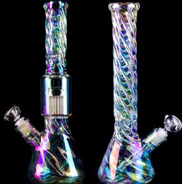 Colourful Glass Bong Water Pipes Downstem Perc Hookahs Heady dab Rgs Ice Catcher Water Bongs With 14mm Joint 12inchs