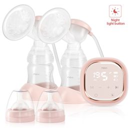 Breastpumps NCVI Double Electric Breast Pumps 3 modes 9 levels Protable Dual Breastfeeding Milk Pump Night Light Touch Screen 230519