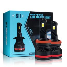 New S11 Led Car Headlights Single Copper Tube 50w High-power H1 h3 h4 H7 H11 H13 9005 9006 9012 Refitted Super Bright Led Lights