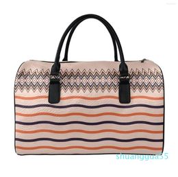 Designer-Duffel Bags Circular Stripe Art Geometry Custom Print 2023 Large Travelin Totes Luggage With Crossbody Strap Pu Leather