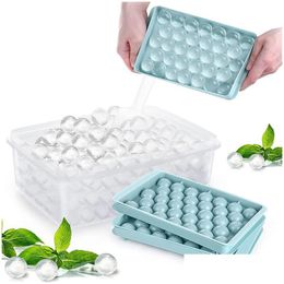 Other Bar Products Round Ice Cube Tray With Lid Ball Maker Mold For Zer Making Chilling Cocktail Whiskey Coffee Drop Delivery Home G Dhfnp