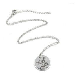 Pendant Necklaces 10PCS Religious Christian Saying Jewelry Stainless Steel Necklace Bible Verse With God All Things Are Possible