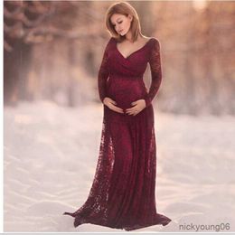 Women Collar Long Dress Maternity Photography Props Pregnancy Clothes Elegant Maternity Dresses for Pregnant Photo Shoot R230519