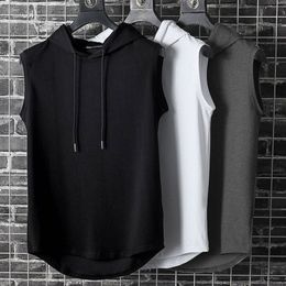 Men's Tank Tops Summer Men Clothing Tank Tops Plus Size Sweatshirt Sleeveless Tops Hoodie Vest Workout Fitness Mens T Shirt Workout Hip Hop Vest 230518