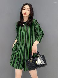 Women's Tracksuits SuperAen 2023 Summer Korean Style Striped Long Sleeve Top Tshirts Shorts Two Piece Set