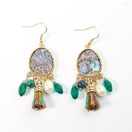 Dangle Earrings Natural Abalone Shell Paper Water Drop Tassel Ear Hook Acrylic Glass Beads Ethnic Hyperbole Woman Jewellery Gift