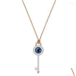 Pendant Necklaces Stainless Steel Simple Blue Crystal Devils Key Necklace No Fadependant Godl22 Drop Delivery Jewelry Pendants Dhjqp