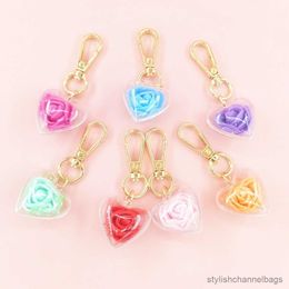 Keychains Creative Rose Eternal Flower Keychain Fashion Charm Lover Bag Pendant Valentine's Day Gift Couple Sweet Love Keyring