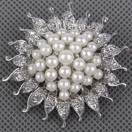 Fashion Exquisite Pearl Brooch Alloy Brooch Pin Sunflower Silk Scarf Buckle Rhinestone Pin