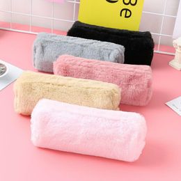 Storage Bags Girl Cute Plush Fuzzy Fluffy Pencil Case Makeup Pouch Coin Purse Bag