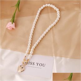 Pendant Necklaces Jinao 2022 Vintage Style Simple Pearl Necklace For Women Love With Fashion Jewelry Drop Delivery Pendants Dhf8D