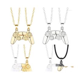 Pendant Necklaces 2Pcs/Set Magnetic Game Controller Couple Necklace Gold/Sier Colour Console Boy Men Valentines Day Gift Drop Deliver Dhz2Q