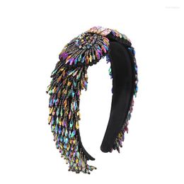 Hair Clips Handmade Baroque Hairbands Colorful Rhinestone Beading Fringe Tassel Wide Cocktail Prom Fancy Show Women Jewelry