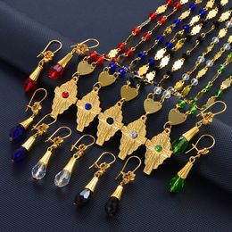 Jóias de casamento conjuntos de jóias anniyo conjuntos de jóias havaianos colares de pingente de pingente de flores Brincos de esferas de cristal Guam Micronesia Chuuk #252106 230518