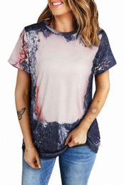 multicolor Blank Apparel- Western Fashion Bleached Tie-dye T-shirt s38x#