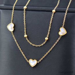 316L Stainless Steel Layers Necklace For Women Heart Star Shell Choker Gold Colour Chain Wedding Accessories SSB