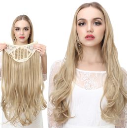 24 inch fluffy natural long curly hair U-shaped half head cover invisible hair extensions available in many styles supporting customized logos