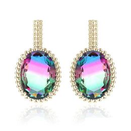 Stud Luxury Colorf Tourmaline Stone Earrings Beautif Party Jewellery For Women Drop Delivery Dhcj0