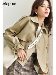 Raincoats MISHOW 2020 Autumn Winter Trench Coat For Women Short Windbreaker Thin Jacket With Belt Female Outwear Tops MX20C7225
