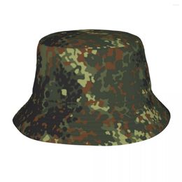 Berets Flecktarn Camo Bucket Hat Women Unisex Fashion Military Army Camouflage Summer Fisherman Cap