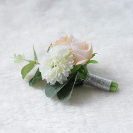 Decorative Flowers 10pcs/lot Artificial Rose Corsage Silk Flower Bridesmaid Hand With Wedding Party Decoration
