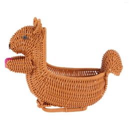 Bowls Rattan Squirrel Fruit Basket Display Decorative Storage Snack Container Woven Holder Boxes Bowl