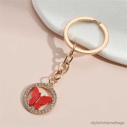 Keychains Diamond Encrusted Colour Butterfly Keychain Bag Key Ring Small and Exquisite Gift Women Favourite Jewellery Ornament