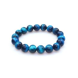 Beaded Natural Colourf Tiger Eye Stone Bracelet Strands Elastic Rope 8Mm 10Mm Spacer Jewelry Gift For Men Women Drop Delivery Dhgarden Dhygf