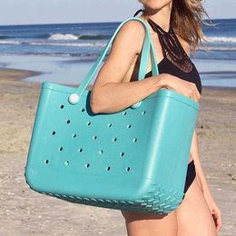 Multi Holes Storage Bag for Women Handbag Waterproof EVA Shoulder Bag Standing Picnic Beach Bag Shopping Bag 230516