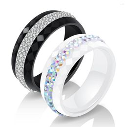 Wedding Rings Korean Fashion Men's Women's Creative Simple Ceramic Black White Ring Rhinestones