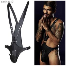 Adult Toys sm male slave training adult passion supplies gay leather overalls men's open crotch sexy lingerie bondage leather pants L230519