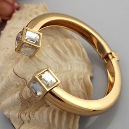 Bangle Simple Atmospheric Metal Cuff Bangles For Women Statement Square Big Glass Charm Bracelet Fashion Jewellery 2023