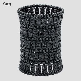 Chain YACQ Multilayer Stretch Cuff Bracelet Women Crystal Wedding Bridal Fashion Jewelry Gifts for Her Wife B13 Wholesale Drop 230518