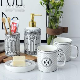 Bath Accessory Set Porcelain Bathroom Accessories Sets Toothpaste Dispenser WC Toothbrush Holder Soap Dish Wedding Gifts Arrival