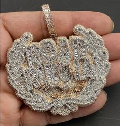 Necklaces Full Paved Luxury Hip Hop Men Jewellery Micro Inset 5A Cubic Zirconia Two Tone Rose Gold Colour Ice 3D Pendant Necklace