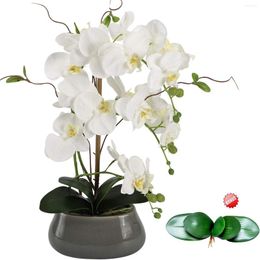 Decorative Flowers Artificial Orchid Centerpieces For Dining Room Table With Vase Silk Fake Plants Arrangements Decorations