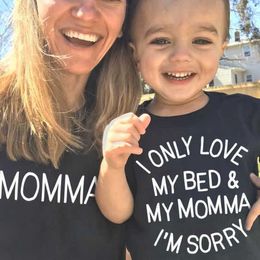 Family Matching Outfits 1 piece I only love my bed and mom I'm sorry mom and my shirt mom and toddler T-shirt mom daughter son matching T-shirt G220519