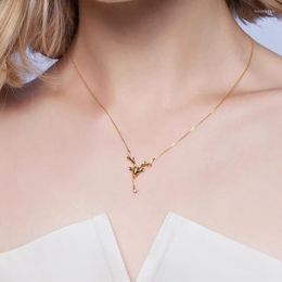 Chains Luxury Milu Deer Gold Colour Silver Clavicle Chain Necklace For Women Cubic Zirconia Designer Jewellery Christmas