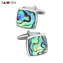 SAVOYSHI Newest Shirt Cufflinks for Mens High Quality Colored seashell Cuff links Brand Business Male Cuff Accessories