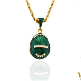Pendant Necklaces 2022 Handmade Jewellery Charm Crystal Brass Retro Egg Rhinestone Necklace Christmas Gift Girls Preferred Kf007 Drop Dhlgj