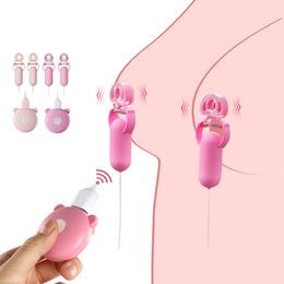 Adult Toys 10 Frequency Nipple Clamps Vibrating Breast Clips Stimulator Wired Vibrators Egg Sex for Women Couples Fun 230519