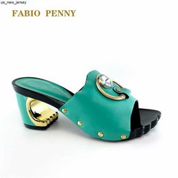 Slippers FABIO PENNY New women's shoes Daily casual ladies high heel slippers Large diamond sandals Sexy high-heeled open-toe shoes J230519
